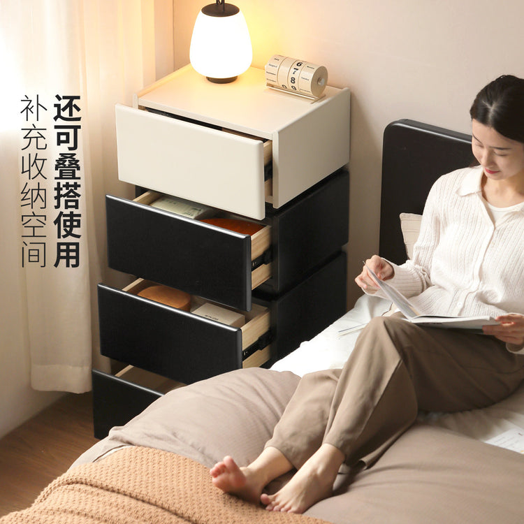 实木床头柜现代简约黑色卧室收纳柜白色储物柜
