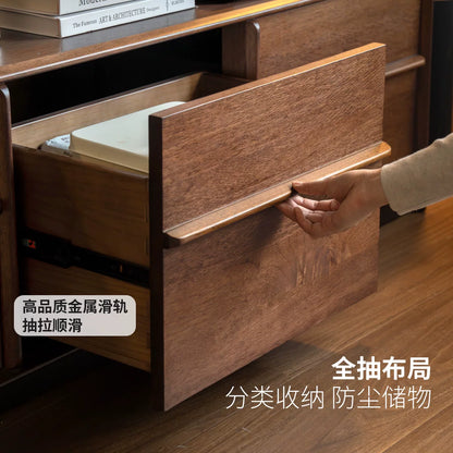 实木电视柜客厅意式轻奢地柜胡桃色落地骨骼线电视机柜