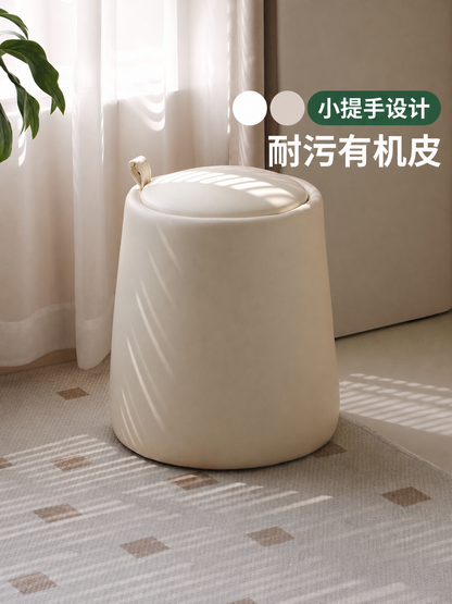 化妆凳奶油风卧室梳妆凳客厅沙发脚凳阳台换鞋凳圆凳