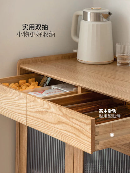 实木餐边柜简约现代橡木小户型茶水柜北欧餐厅原木储物柜