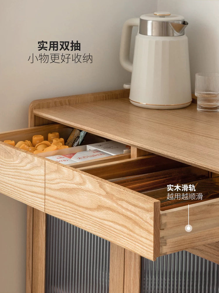 实木餐边柜简约现代橡木小户型茶水柜北欧餐厅原木储物柜