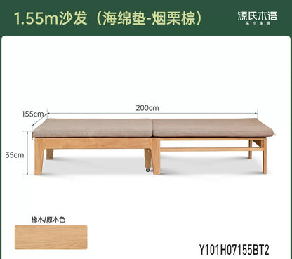 全实木折叠沙发床单人床客厅小户型橡木两用可伸缩沙发