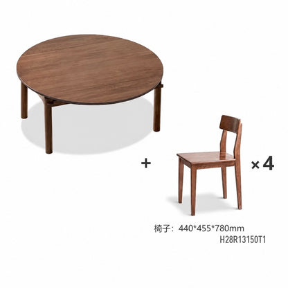 实木折叠餐桌黑胡桃木小户型简约饭桌吃饭可伸缩桌子