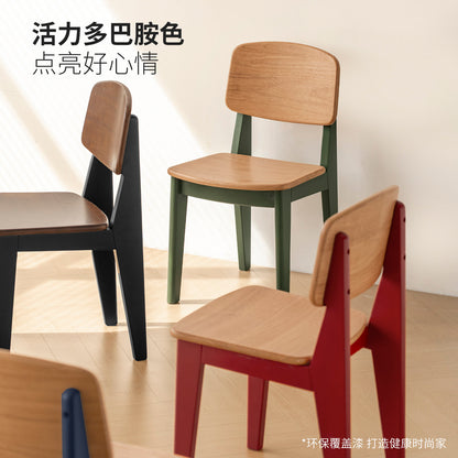 实木餐椅餐厅现代简约多巴胺靠背椅儿童椅椅子餐桌椅