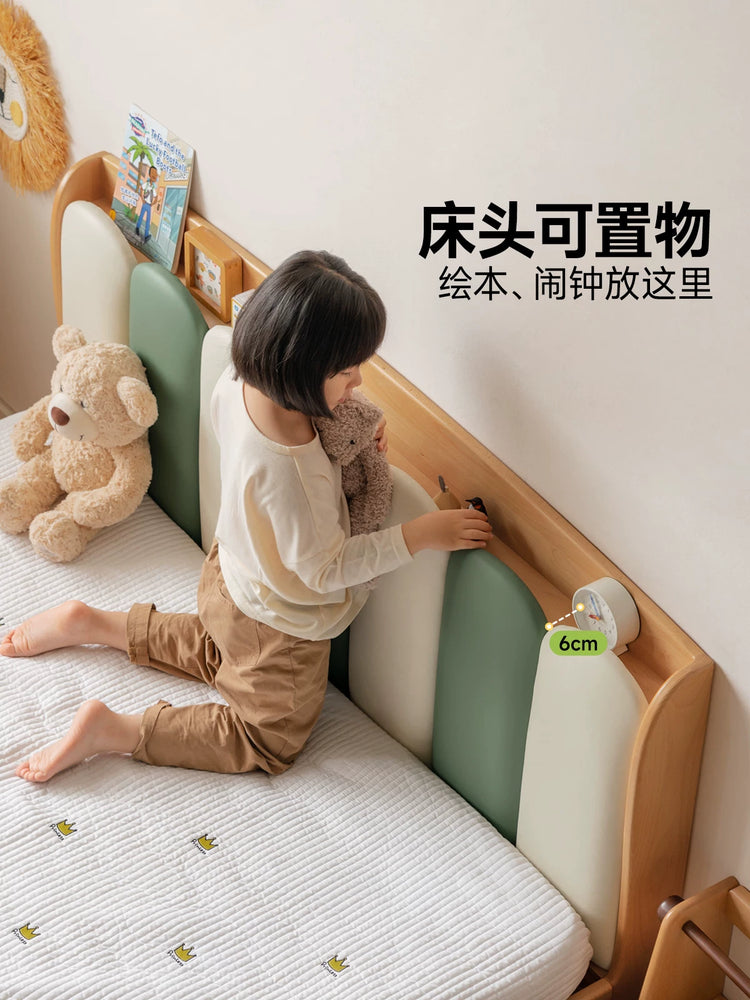 儿童实木床现代简约青少年单人床男孩女孩卧室软包床