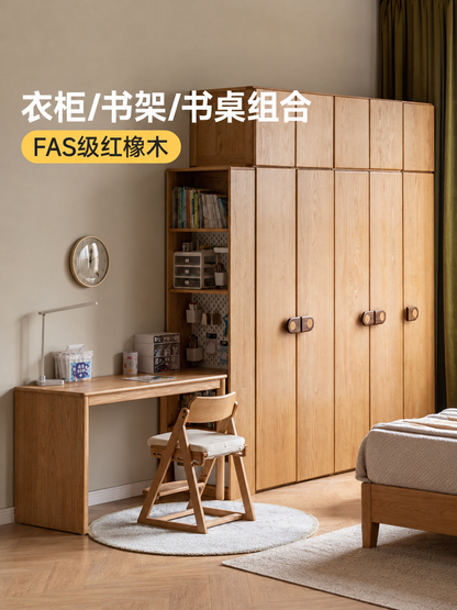 实木儿童衣柜一体带书桌书柜组合小户型男孩女孩衣橱