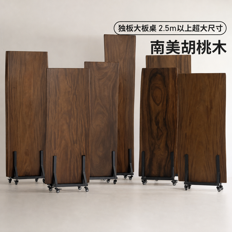 实木餐桌餐厅大尺寸胡桃木山野自然边大板桌整板原木桌子