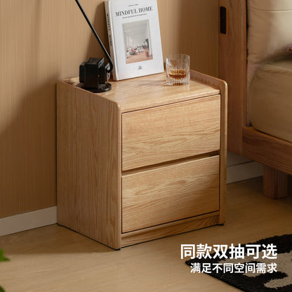实木床头柜现代简约橡木储物柜卧室小户型三抽收纳柜