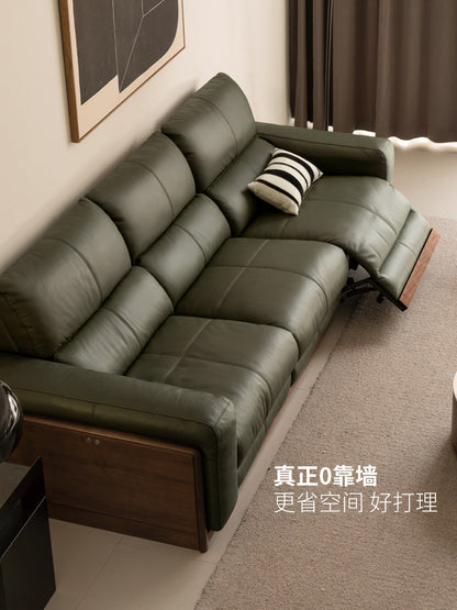实木电动客厅意式轻奢黑胡桃木功能沙发真皮沙发