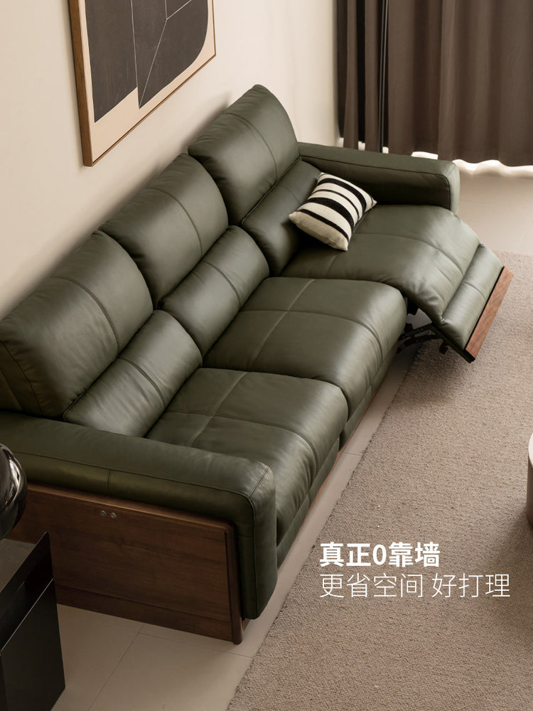实木电动客厅意式轻奢黑胡桃木功能沙发真皮沙发