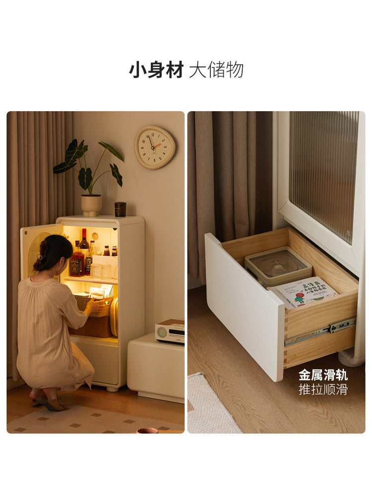 实木电视柜边柜客厅白色奶油风立柜小户型落地展示柜