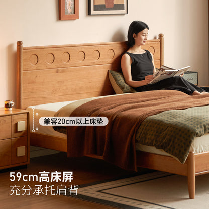 实木床法式复古大板床卧室中古风波点床樱桃木双人床