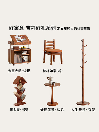 实木挂衣架卧室中古风落地衣帽架小户型入户置物架