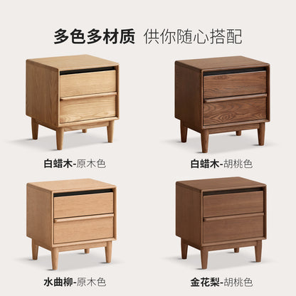 实木床头柜意式轻奢储物柜卧室黑胡桃木收纳柜小柜子