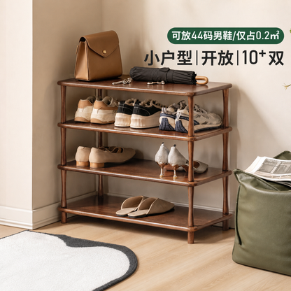 实木鞋架客厅现代简约置物架胡桃色小户型入户多层收纳架