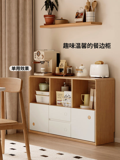实木奶油风书房模块柜置物柜简约收纳柜组合书柜
