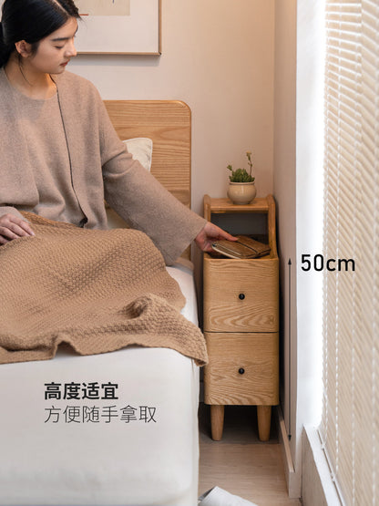 实木床头柜卧室夹缝收纳柜现代简约白蜡木窄柜储物柜
