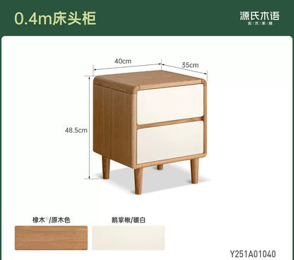 实木床头柜原木风带锁床边柜简约橡木小柜子卧室储物柜