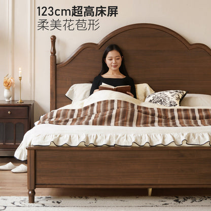 实木床美式复古大板床卧室黑胡桃木储物床1米8箱体床