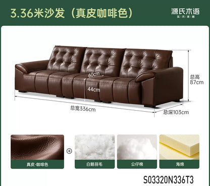 真皮沙发现代简约头层牛皮皮沙发客厅大黑熊直排沙发
