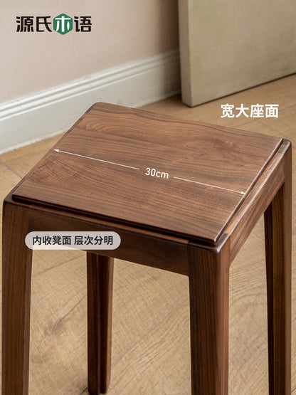 实木凳子叠叠凳黑胡桃木客厅方凳叠放凳简约餐厅板凳