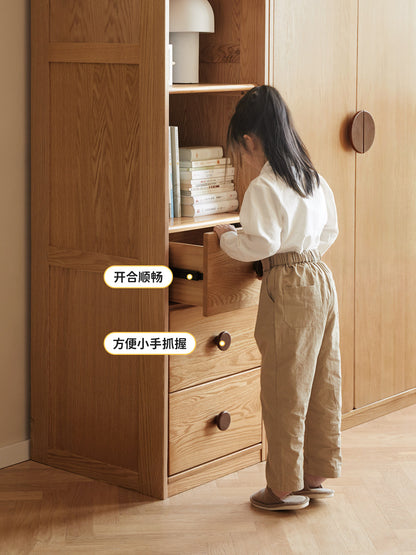 全实木儿童衣柜书柜组合卧室落地橡木衣橱衣服收纳柜