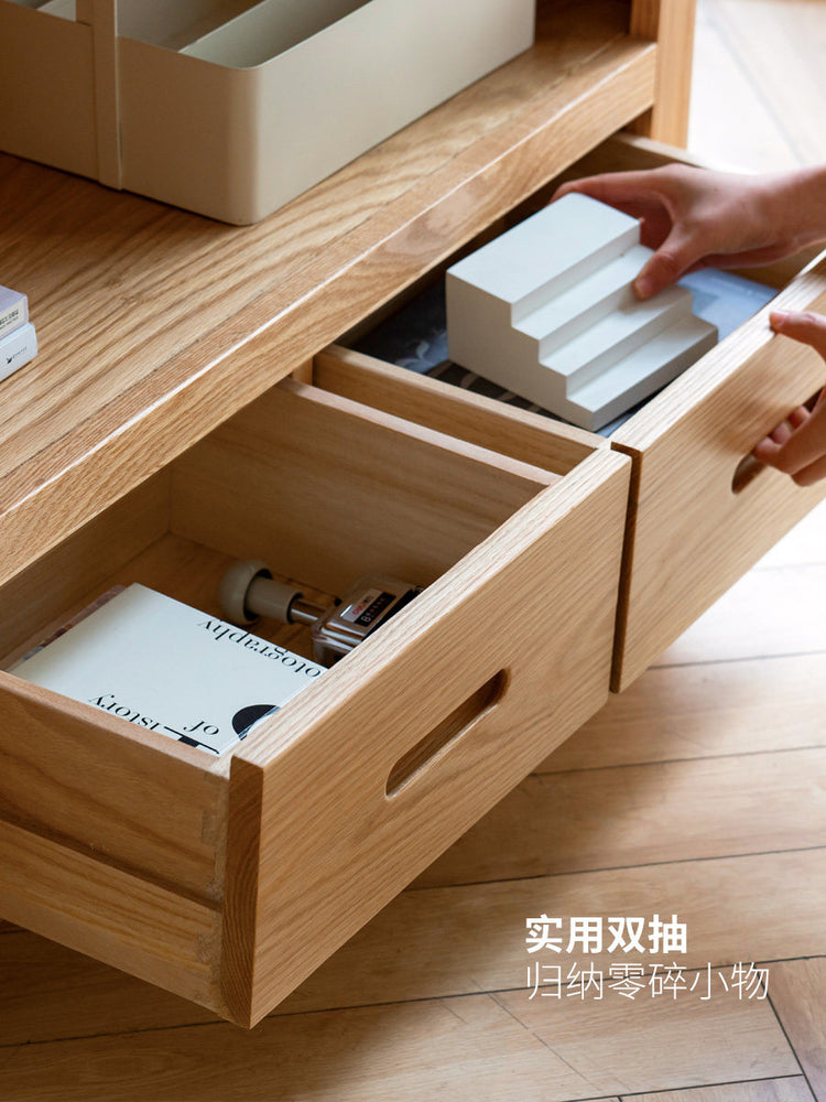 实木书架简约橡木抽屉式书柜书房置物架开放格展示柜