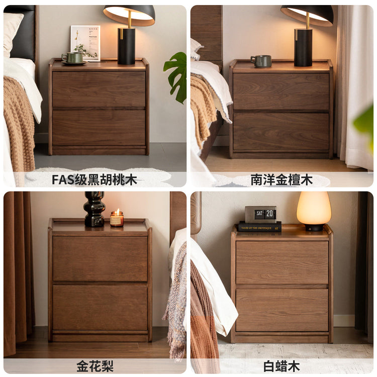浅胡桃色实木床头柜现代简约白蜡木储物柜卧室收纳柜