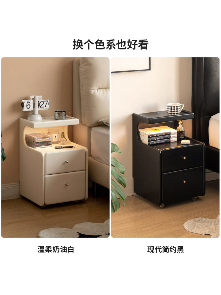 实木床头柜现代简约可移动储物柜卧室胡桃色收纳柜