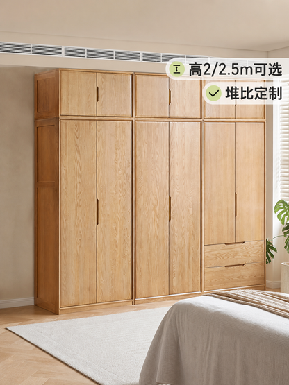 实木衣柜现代简约卧室衣橱衣帽间原木风收纳储物柜