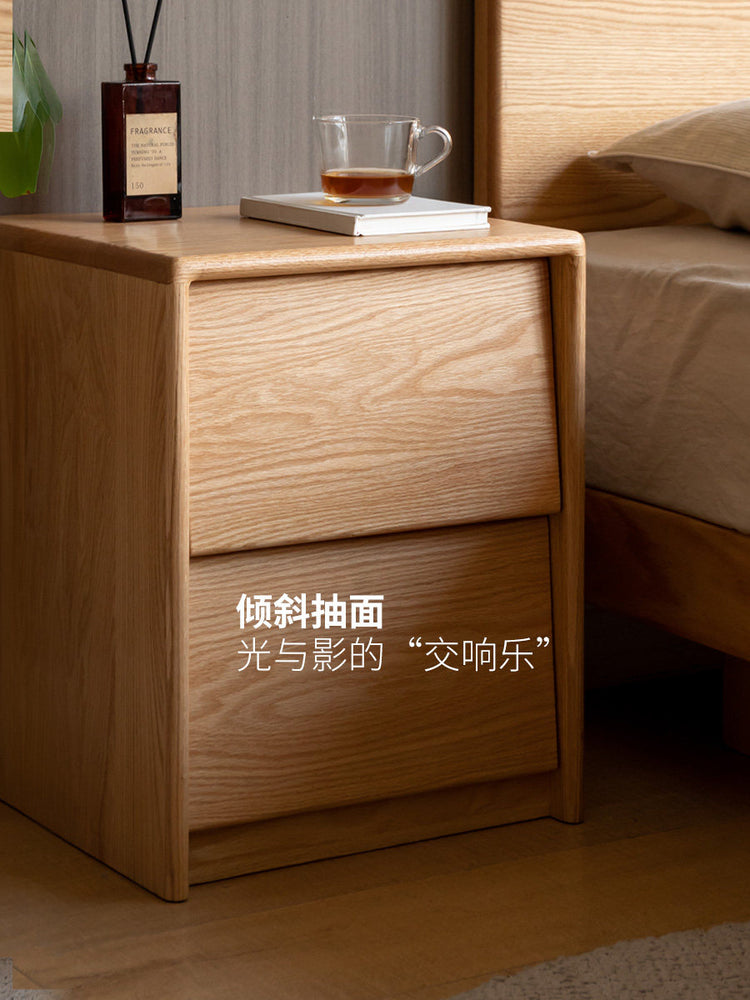 实木床头柜卧室简约原木风床边柜白蜡木抽屉储物柜