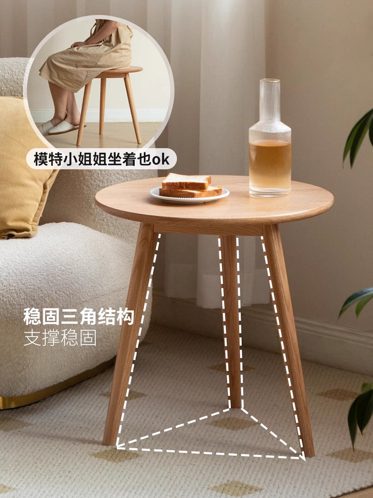 实木圆形茶几简约现代小圆桌客厅沙发边几北欧小户型边桌