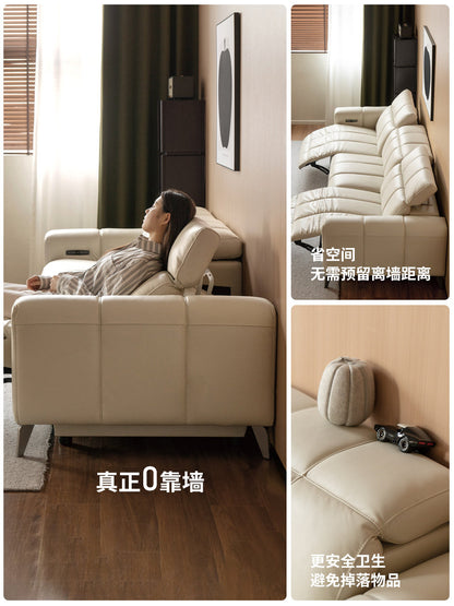 电动客厅现代简约零靠墙功能沙发琴键格真皮沙发