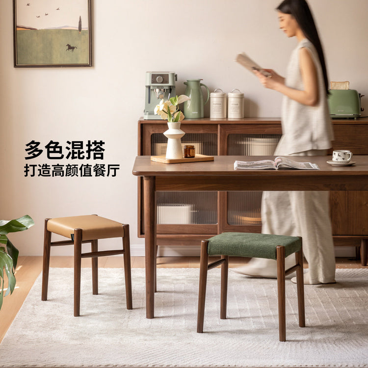 实木方凳餐厅休闲软包凳化妆凳换鞋凳简约餐凳凳子