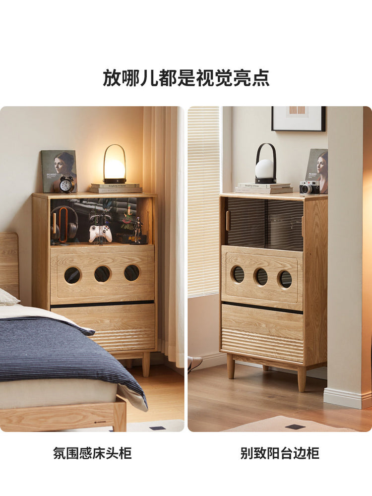 实木边柜客厅现代简约展示柜原木风立柜收纳储物柜