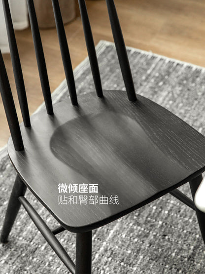 实木餐椅橡木现代简约靠背椅黑色温莎椅客厅餐厅椅子
