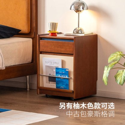 实木床头柜卧室复古储物柜樱桃木收纳柜可移动置物柜