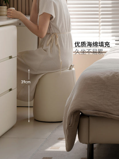 化妆凳奶油风卧室梳妆凳客厅沙发脚凳阳台换鞋凳圆凳