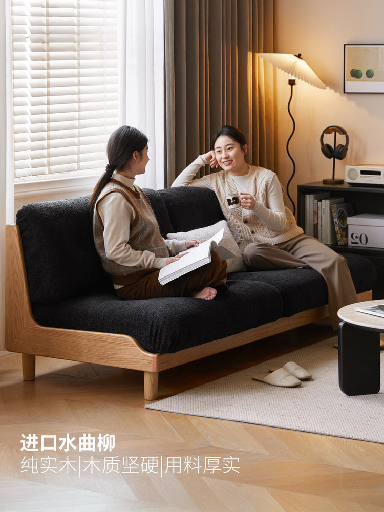 实木客厅现代简约水曲柳直排沙发布艺可拆洗沙发