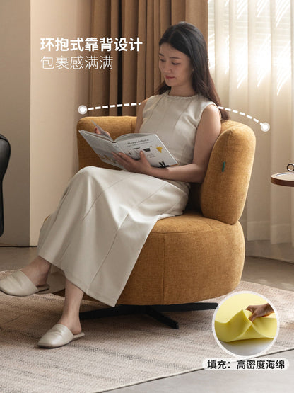 布艺沙发椅现代简约阳台单椅可旋转客厅小户型休闲椅