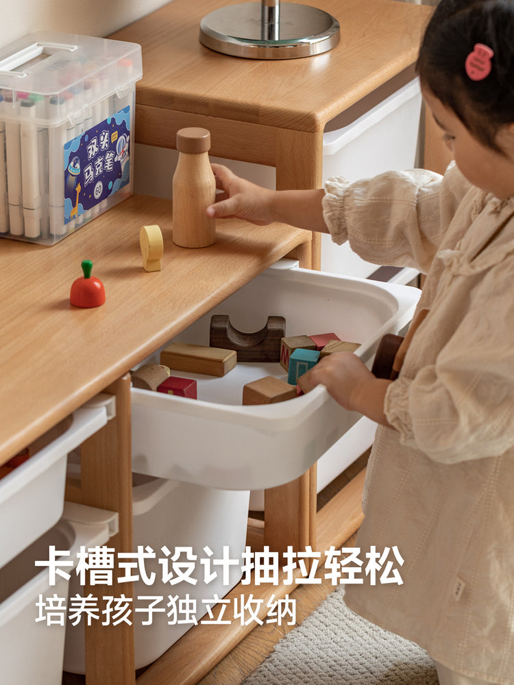 实木儿童储物架欧洲榉木简约绘本架蒙氏儿童房玩具收纳柜