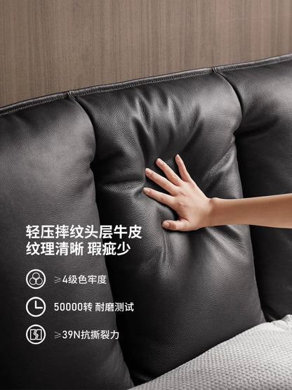 真皮床卧室轻奢双人床高端大气储物床黑色大容量箱体床