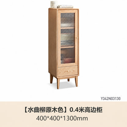 实木客厅边柜现代简约橡木置物柜北欧小户型墙角收纳窄柜