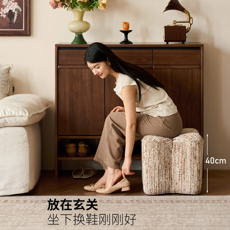 布艺坐墩客厅复古沙发脚踏小户型换鞋凳阳台休闲矮凳