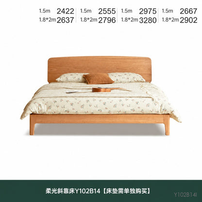 实木床樱桃木复古卧室双人床简约夜光床充电置物大床