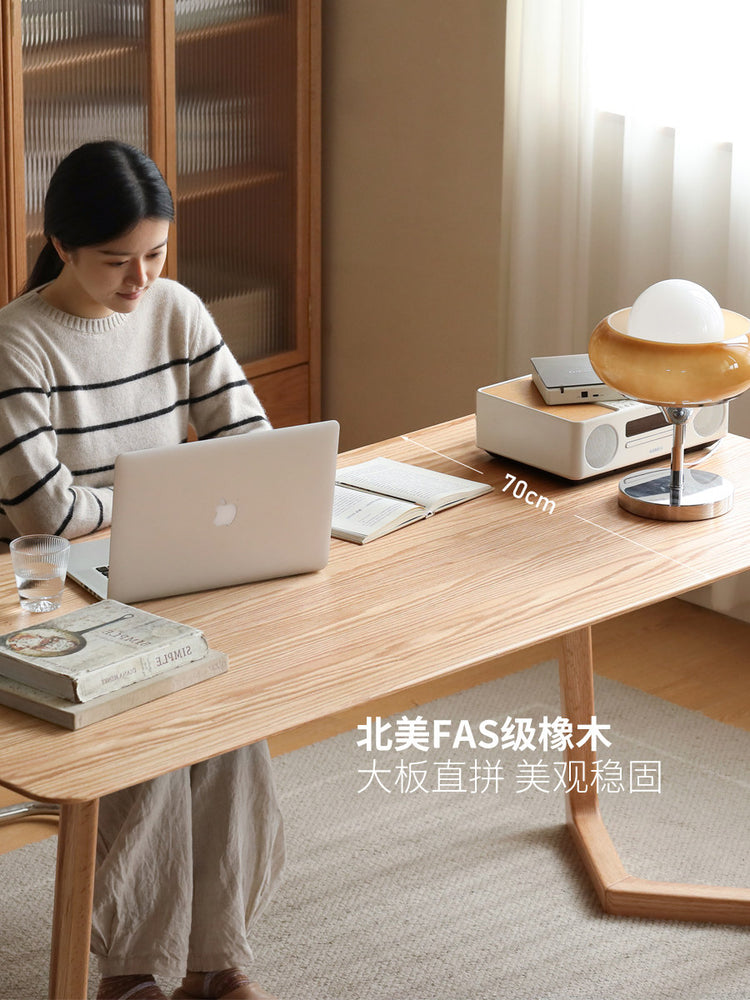实木大书桌简约橡木靠墙办公桌书房长方形桌子餐桌