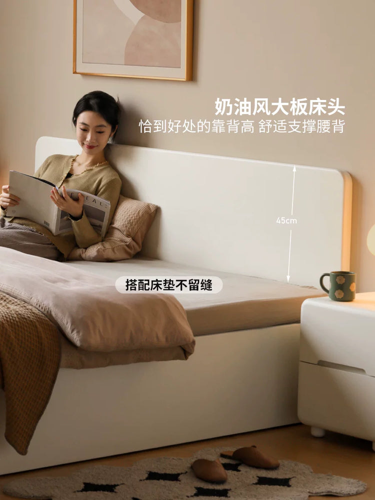 实木床现代简约白色箱体床小户型储物床收纳床气压高箱床