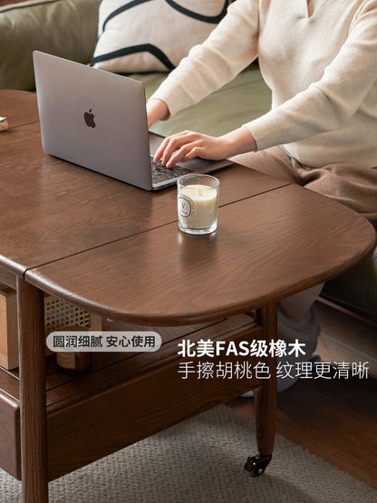 实木茶几现代简约橡木折叠茶桌餐桌两用客厅可移动茶台