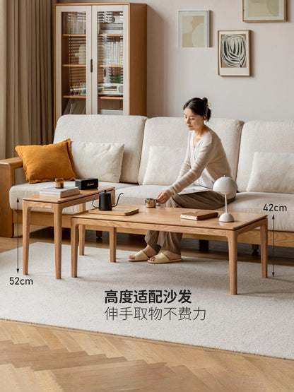实木现代简约茶桌橡木长方形茶台客厅组合茶几