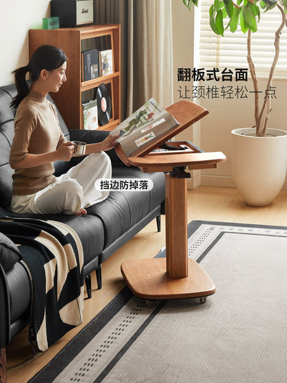 实木升降书房樱桃木翻板桌边几小户型可移动书桌
